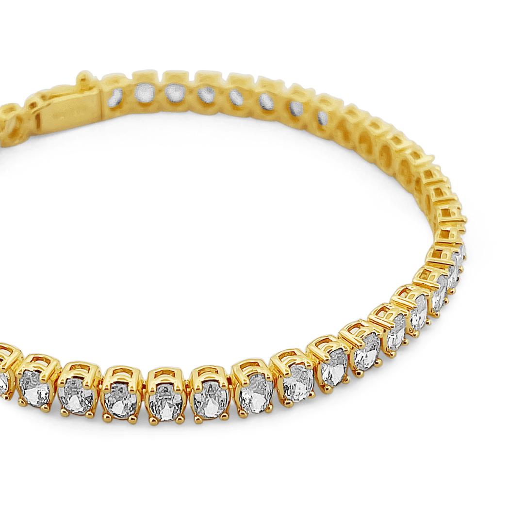 Amor Sui Oval Tennis Bracelet Bracelets IceLink-ATL 14K Gold Plated 6" 